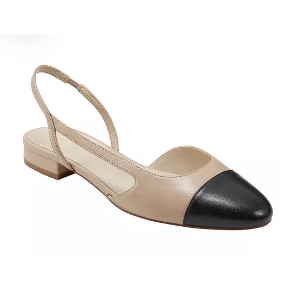 Marc Fisher Women's Dela Closed Toe Slingbacks Dress Flats black/nude size 8.5